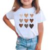 Girls' Gradient Heart Pattern Short-Sleeve T-Shirt, Ideal for Summer, Ages 1-8