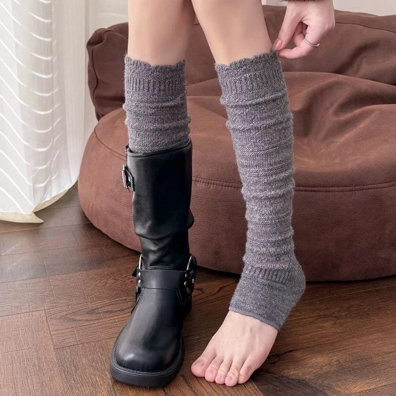 Foot Sock Pile Socks with Matching Boots, Long Stockings, Retro Openwork Lace Stockings, Calf Socks, Children's Woolen Socks