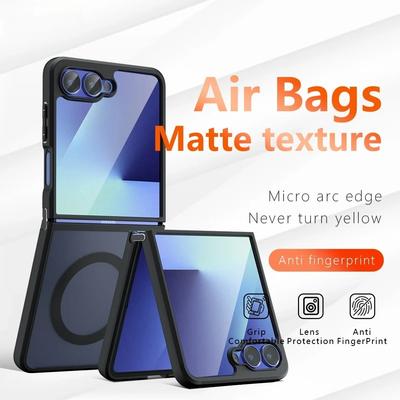 Transparent Hinge Fold Magnetic Phone Case for Samsung Galaxy Z Flip 7 FE 6 5 4 Wireless Charging Shockproof Protect Back Cover