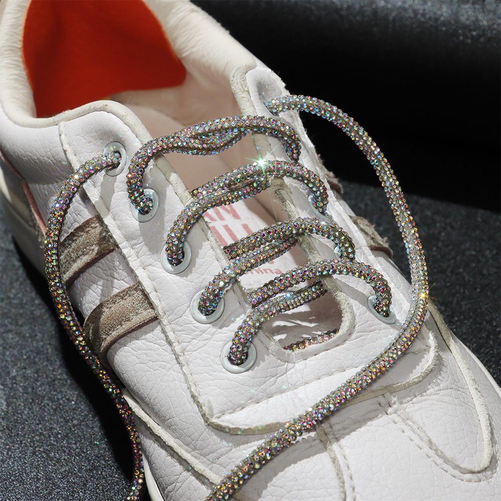1 PZ Lacci di Lusso con Strass Arcobaleno Diamante Lacci per Scarpe Lacci per Sneakers Scarpe Lacci Rotondi 100/120/140/160CM