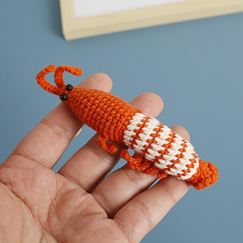 Funny Shrimp Doll Crochet Keychain Cute  Shrimp Pendant Keyrings Creative Novelty Backpack Decoration Accessories Gifts
