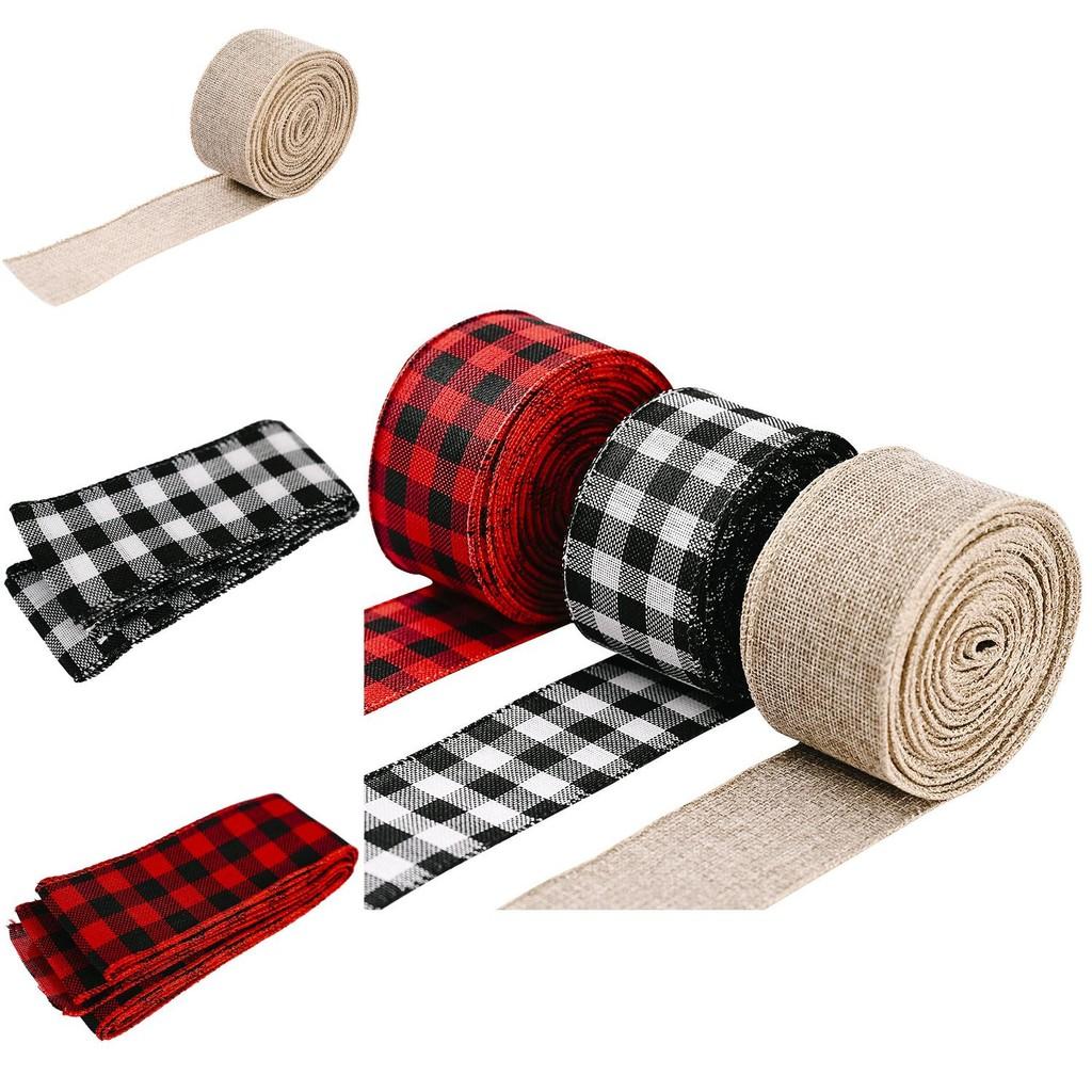 Versatile 2 Meter Checkered Fabric Ribbon Ideal For Christmas Crafts And Decorations