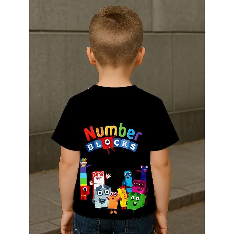 European sizes 3D Printed Polyester Boys Tee | Numberblocks Fun Design Vibrant characters and show logo showcase educational cartoon fashion