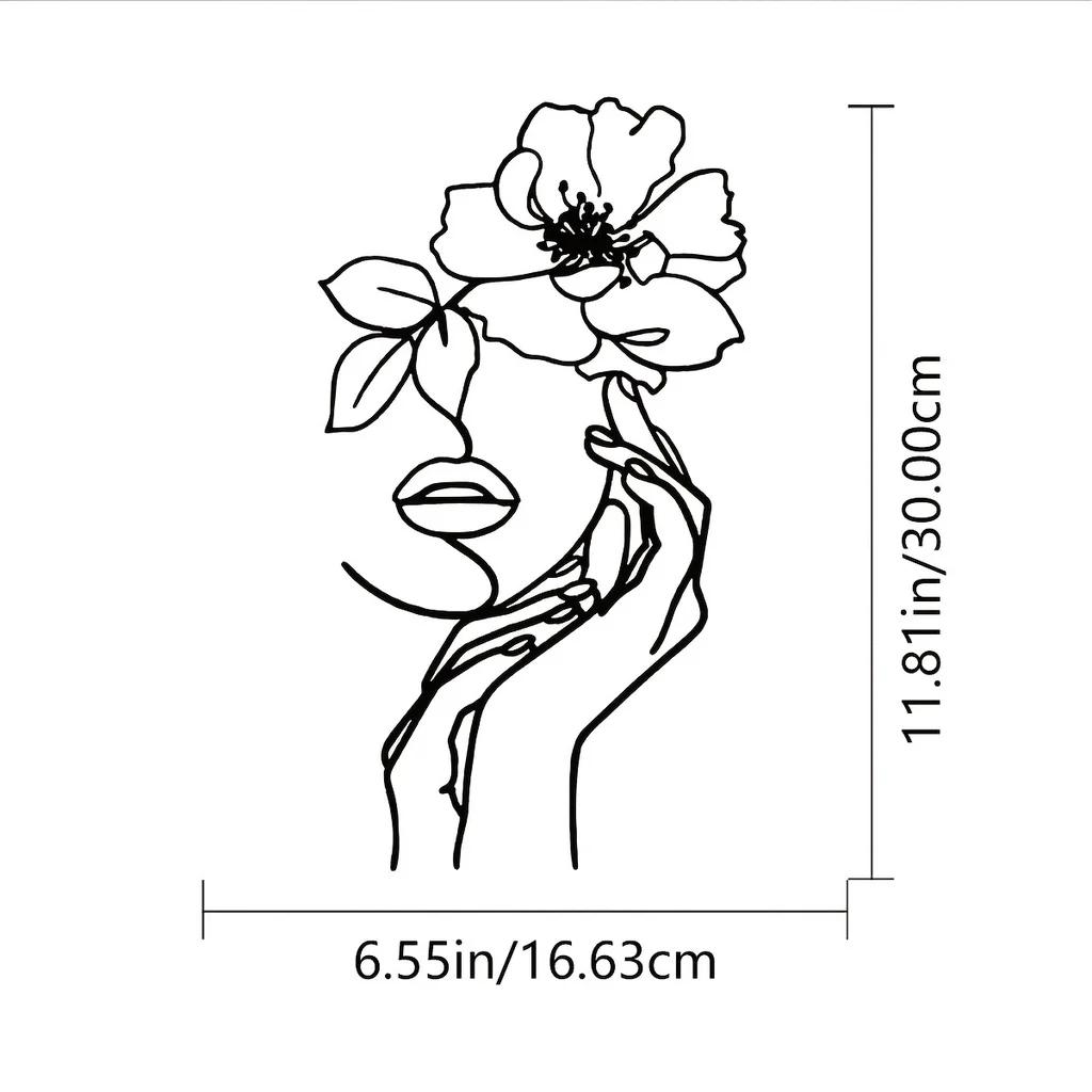 

1 шт. Элегантная женская тема настенного искусства – черный классический декор для гостиной, стильное внутреннее украшение, шикарное металлическое настенное украшение светло-серый