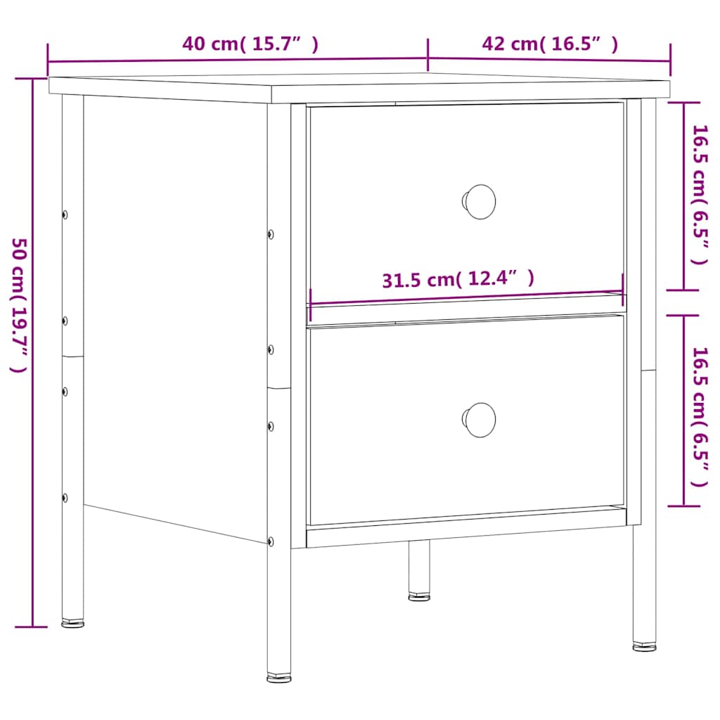 Nightstands (2 Pcs) Brown Oak Effect 40 X 42 X 50 Cm Engineered Wood