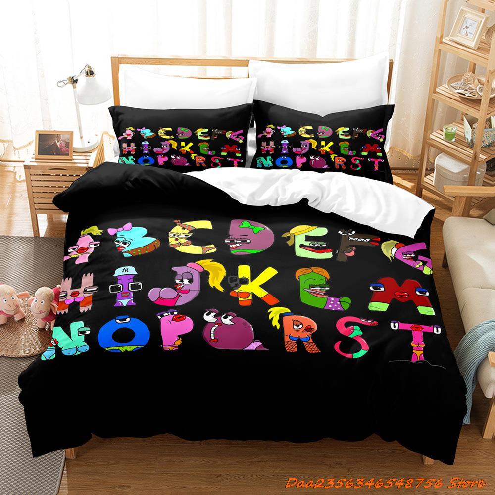 Comforter 26 Alphabet Lore Bedding Set Cartoon Anime Three-Piece Set Adult Kid Bedroom Duvet Sets Enlightenment 3D Print Kawaii