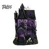 Durable Resin Craft for Halloween Gothic Glitter Village Decoration, Haunted House Figurine with Purple Ornament Holiday Lovers Windows, Spooky