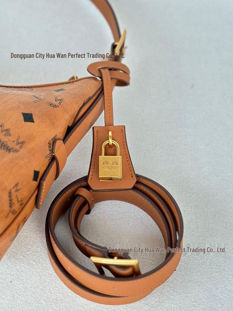 M Brand Classic Monogram Gold-Lock Small Shoulder, Crossbody, and Underarm Bag