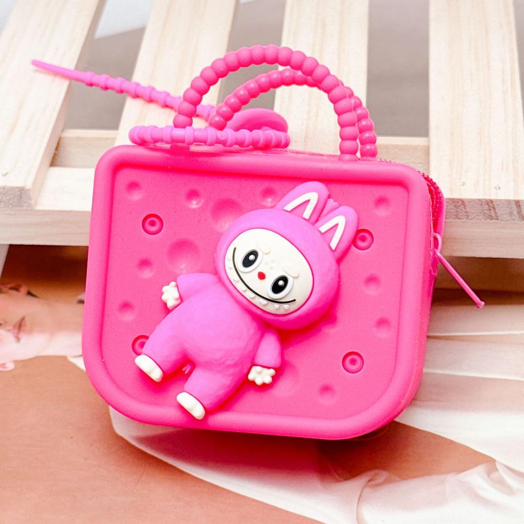 Labubu coin purse for girls small gift cute cartoon detachable doll small square bag pendant CLE