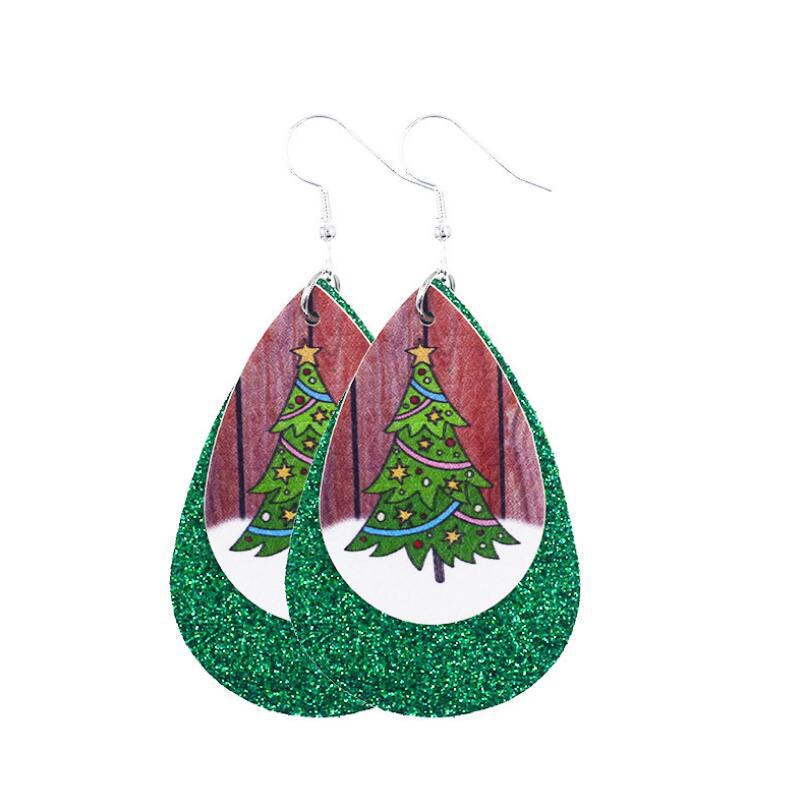 2020 New Double-Layer Leather Christmas Earrings