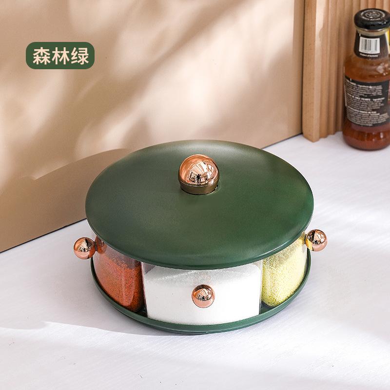 

Круглая многосекционная емкость для приправ, вращающаяся, влагозащищенная, кухонная, для изысканного вкуса, для хранения приправ, диспенсер для приправ зелёный