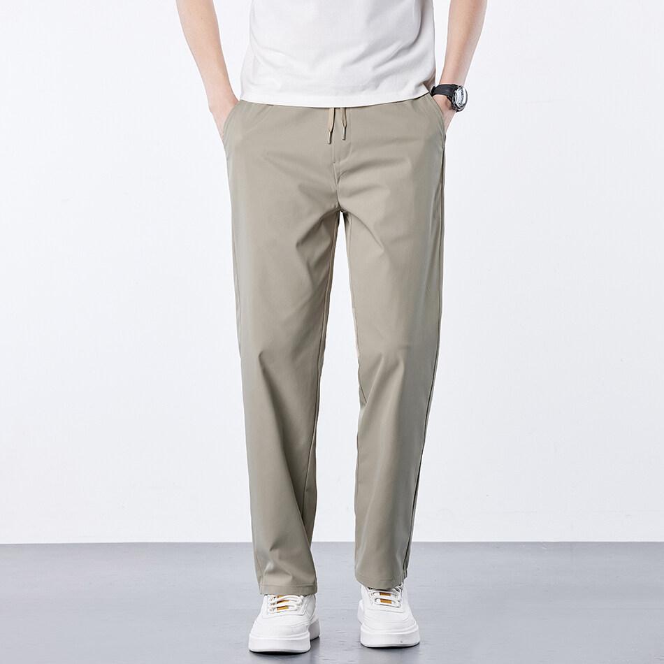 

Men s Summer Casual Pants Ice Silk Elastic Waist Pants Cool Breathable Running Sweatpants 5XL 5XL хакі