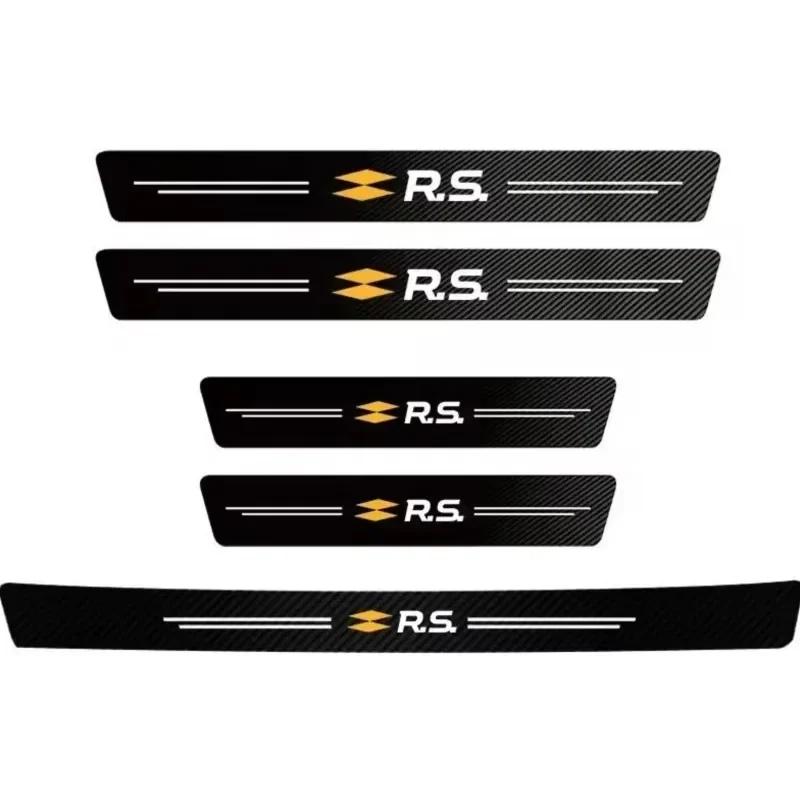 For Renault Megane 2 3 4 Twingo Clio Talisman Captur B Sandero 5Pcs Leather Car Door Decals Carbon Fiber Threshold Anti Scratch