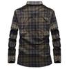 Tooling Style Autumn New Men's Plaid Long-sleeved Shirt Trendy Inch Shirt Top Men's Velvet Army Green