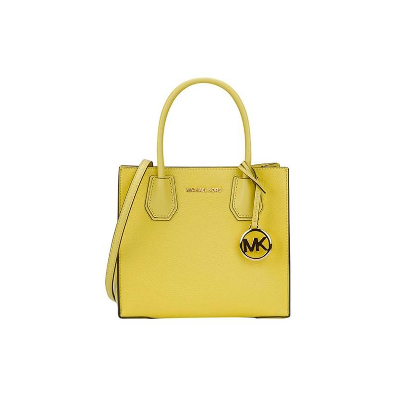 MICHAEL KORS Mercer Solid Color Letter Logo Retro Pebbled Cowhide Accordion Bag Shoulder Crossbody Handbag Medium Women's Yellow