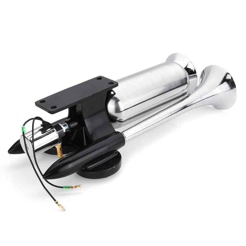High Quality Stainless Steel 120HZ 300db Super Loud Dual Air Horn Twin Tone Trumpet Dukes Kit With Compressor For Car Truck Boat Lorry DC12/24V