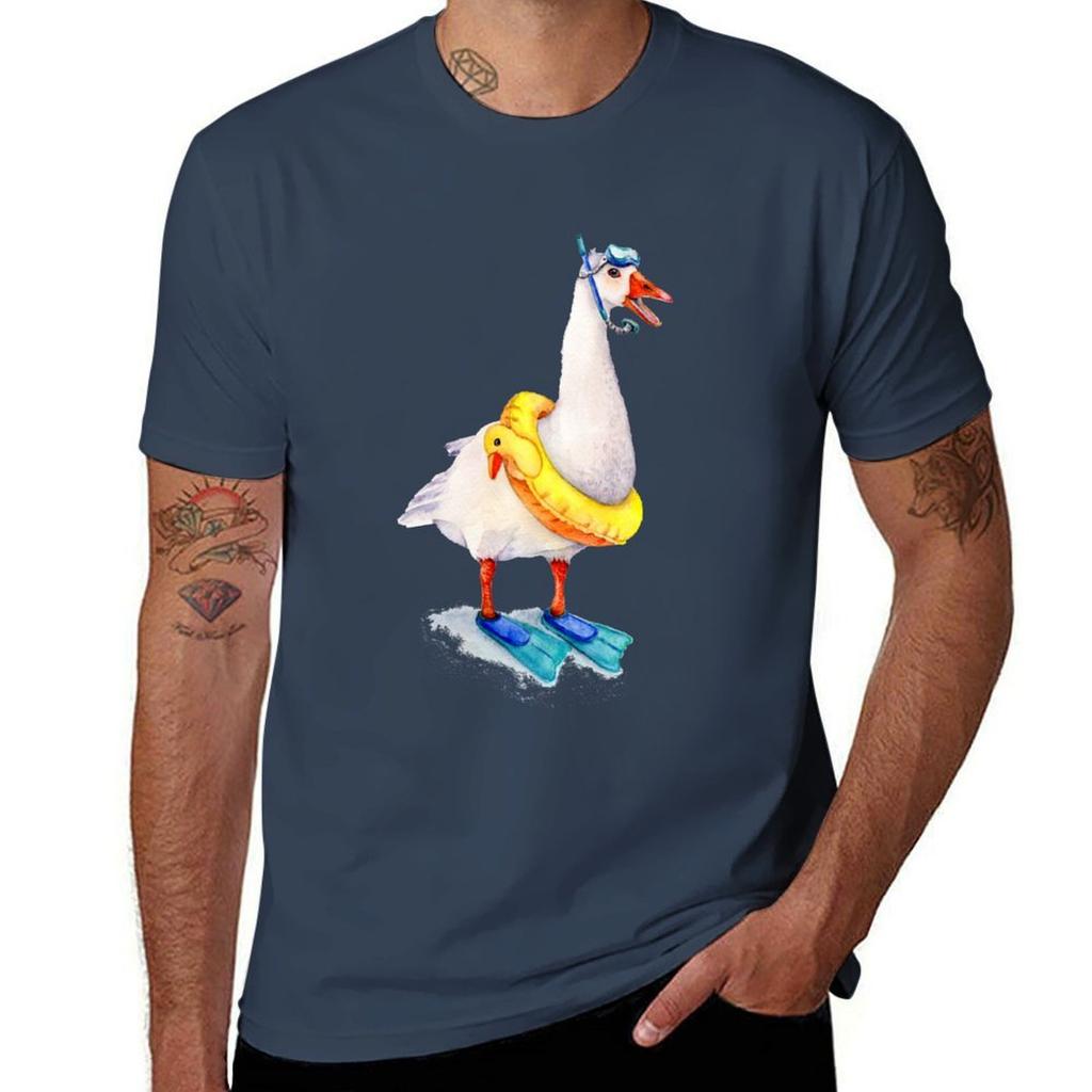 Snorkeling Goose TShirt Casual Lightweight Short Sleeve Top