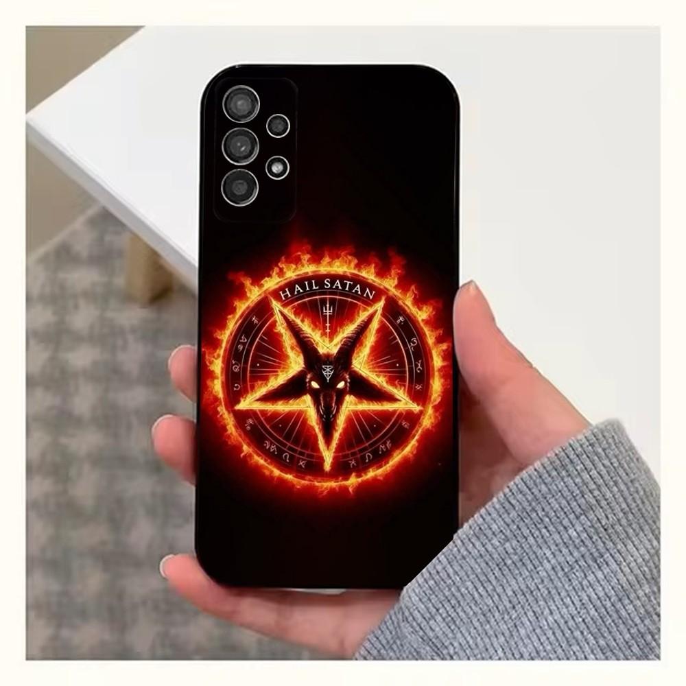 Satanic Hell Pentagram Phone Case For Samsung S25,S24,S23,S22,S20,S21,S10,Ultra,Plus,Lite,FE,Soft Silicone Black Cover