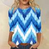 Women's Fashion Casual Round Neck Three-quarter Sleeve Gradient Print T-shirt Top