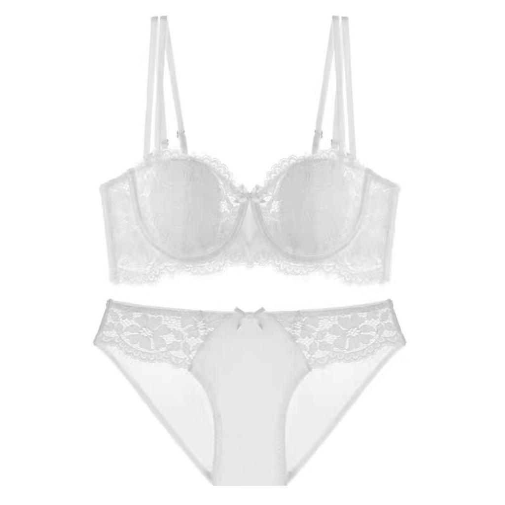 French sexy underwear women's thin half cup rabbit ears big breasts small bra soft steel ring lace bra