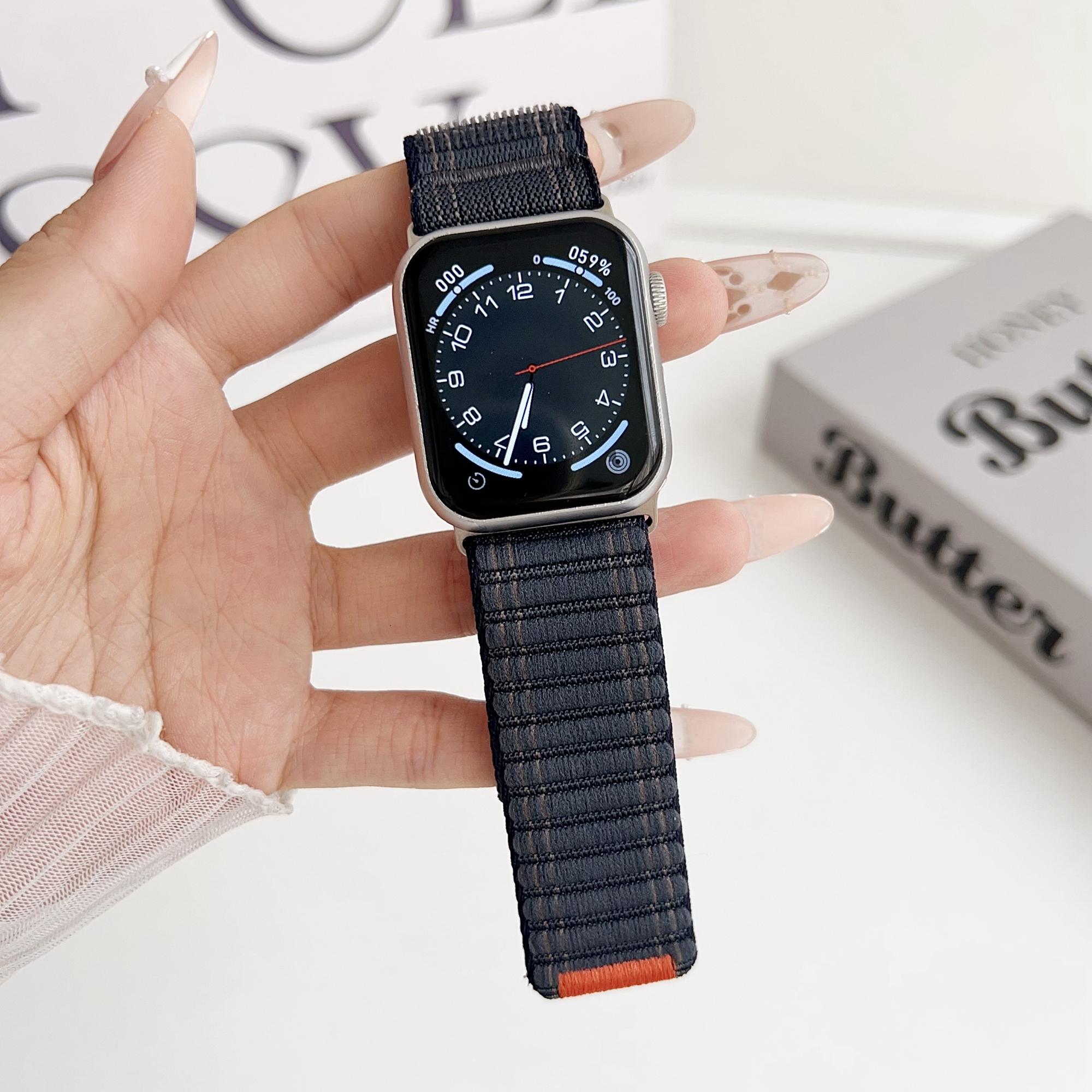 

Nylon Strap for Apple Watch Series 10 Ultra 9 8 7 SE 6 5 4 3 2 1 46mm 49mm 45mm 44mm 42mm Wave Texture Watch Band Dark Blue