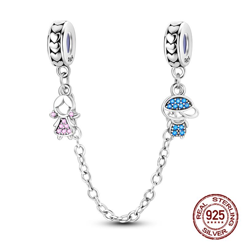 925 sterling copper boys and girls lovers pendant charms Fit 4MM hole diameter bracelet charm beads necklace Diy female Zircon