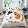 Guinea Pig King Queen Bedding Set Lovely Cartoon Mouse Duvet Cover Flower Plant Animal Comforter Cover Polyester Quilt Cover