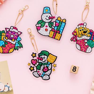 1set DIY Keychain Diamond Painting Cartoon Christmas Series Size Diamond Perfect for Children's Bag Pendant Chain