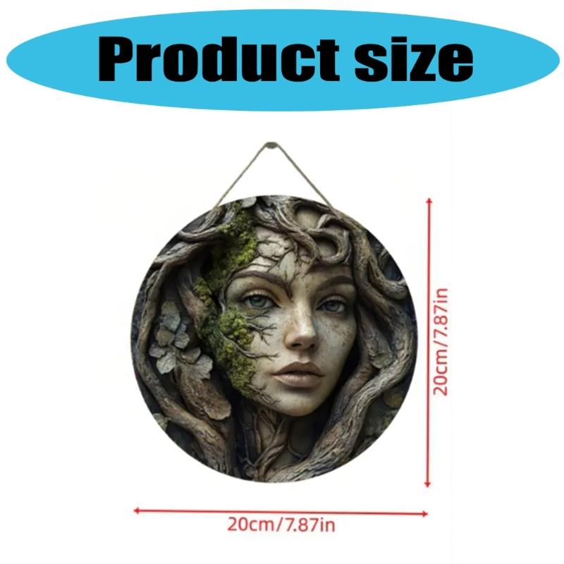 Natural Wood Wall Art Plaque with Tree Goddess Pattern Indoor Decorative Piece Elegant Hanging Sign for Home Garden Gift
