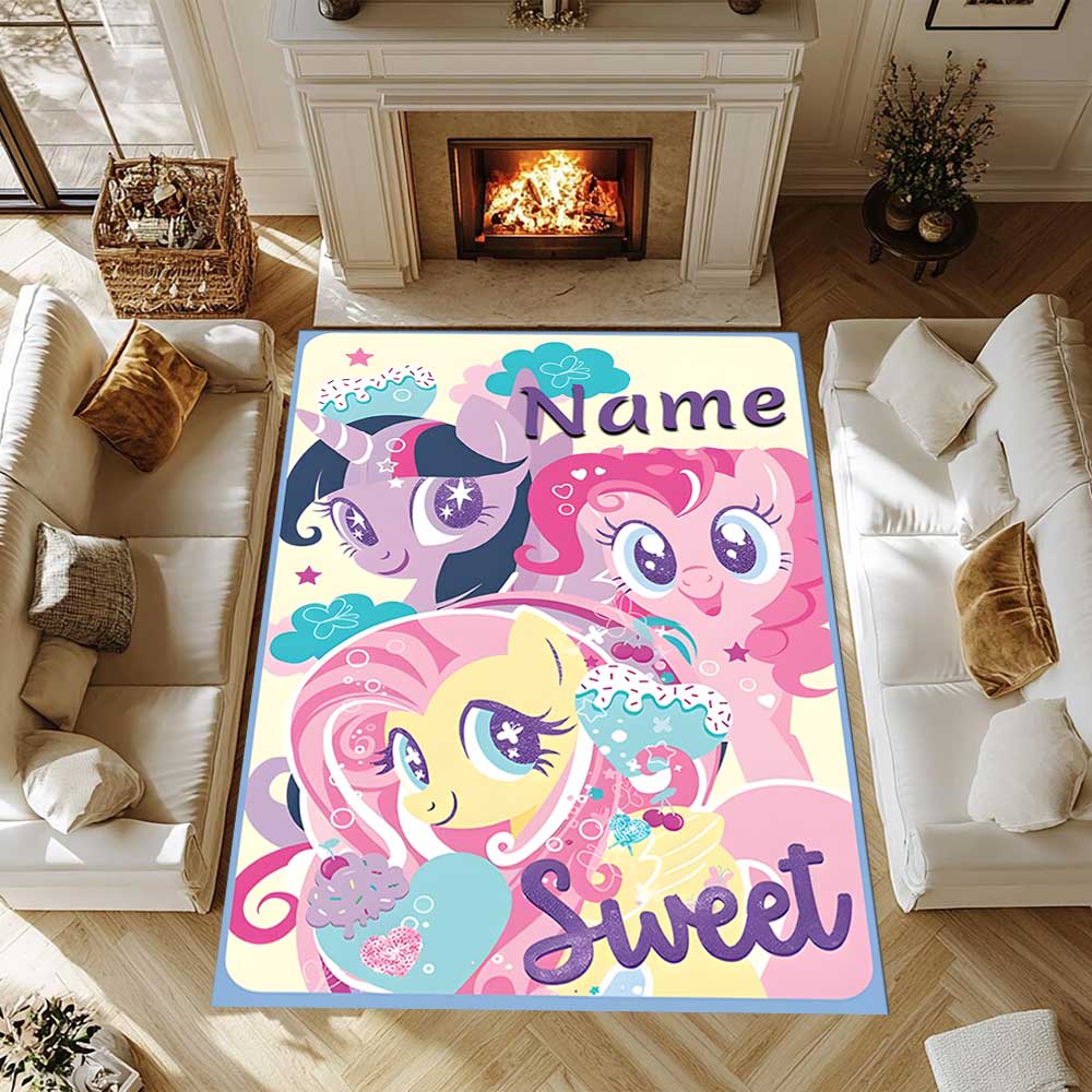 Little Pony (8) Customize your name rug, office chair cushion, home bedroom living room gift.
