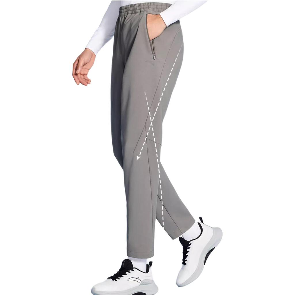 Anta Training Series Solid Color Mid Waist Straight Casual Pants Men Bottoms Castle-Gray 952337502-2