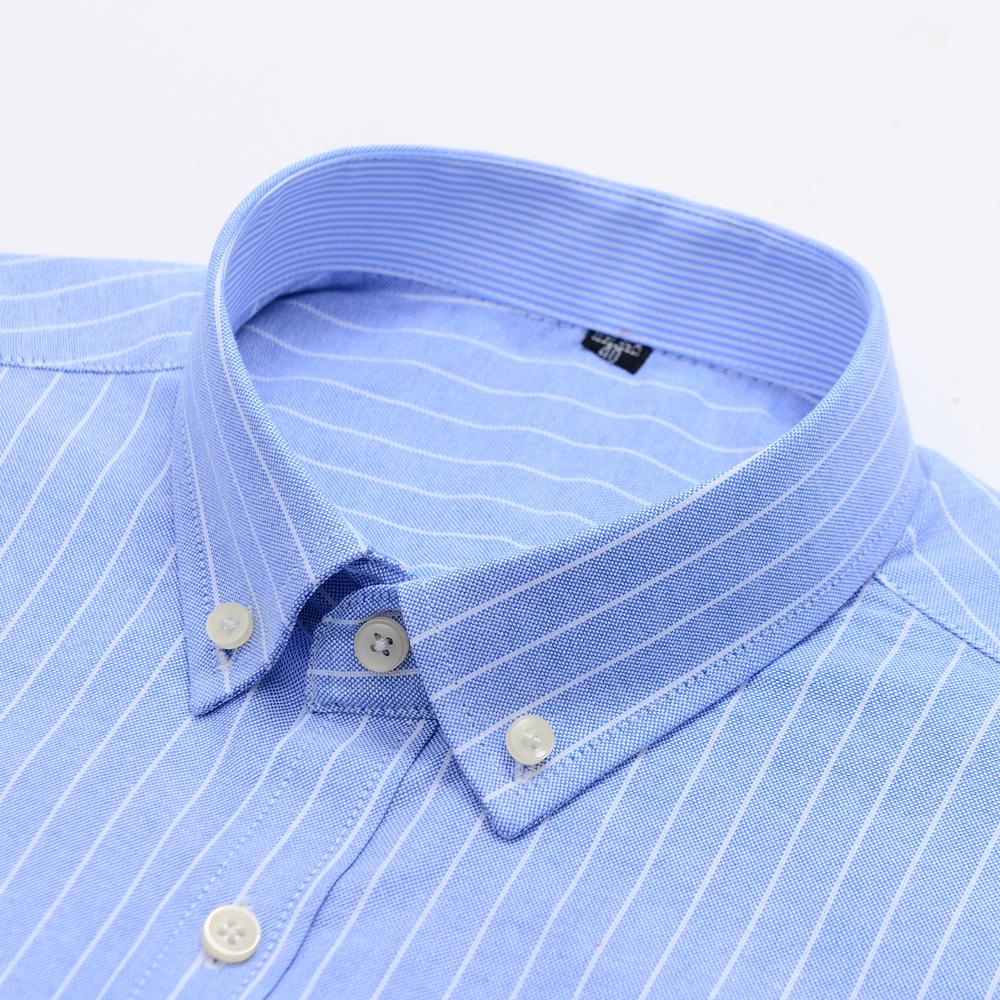 Camicia Casual da Uomo a Maniche Corte con Bottoni e Righe, Leggera, Colletto Oxford, Formale con Taschino
