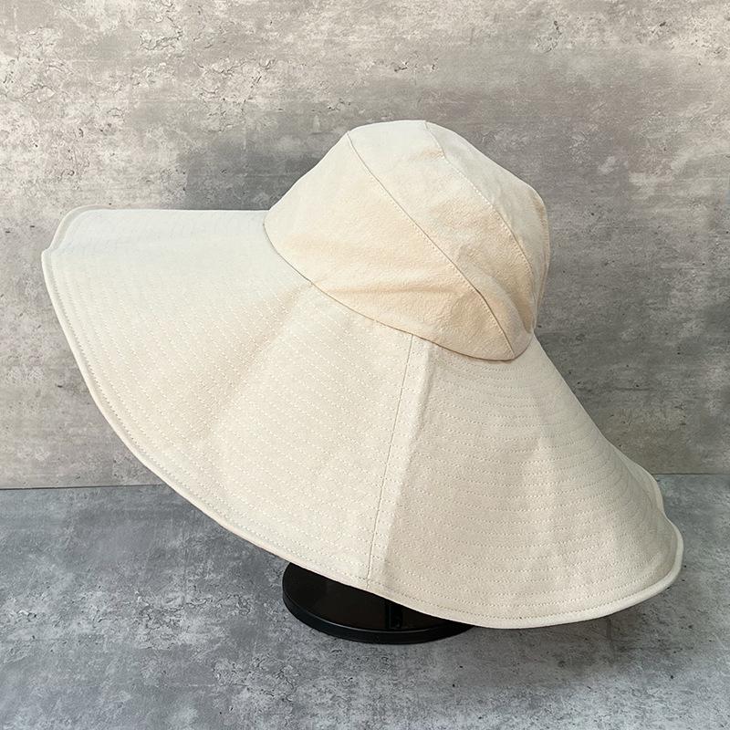 

Thin Cotton Breathable Oversized Brim Neck Protection Sunscreen Hat Women S Summer Outdoor Bucket Hat Large Edge Sunshade Sun Hat Basin Hat m (56-58cm) 14cm oversized brim