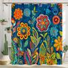Floral Shower Curtains Boho Flowers Plant Watercolour Art Modern Polyester Fabric Bathroom Curtain Bathtub Decor Set With Hooks
