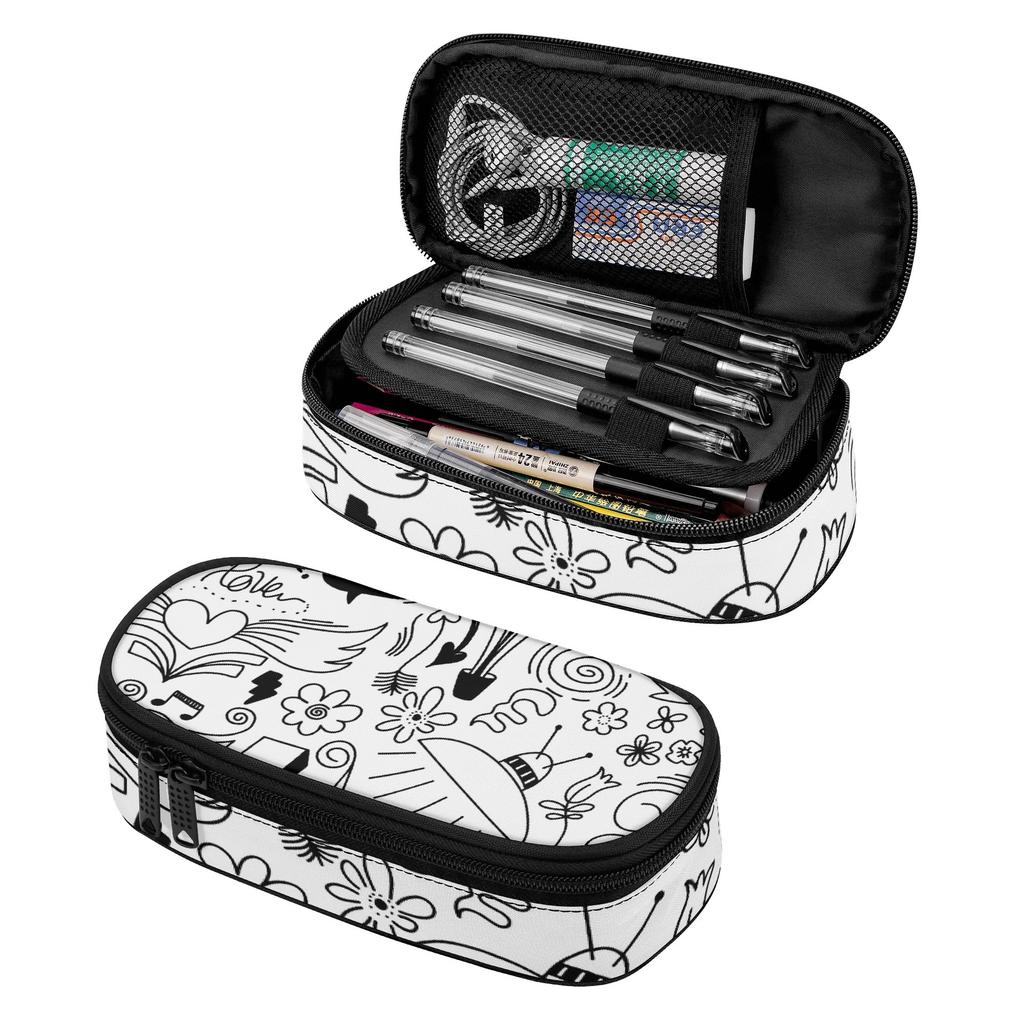 Pen Case Strong Polyester Fabric High Capacity Zipper Closure with Mesh Pocket Removable Divider and Pen Slots for Boys Girls