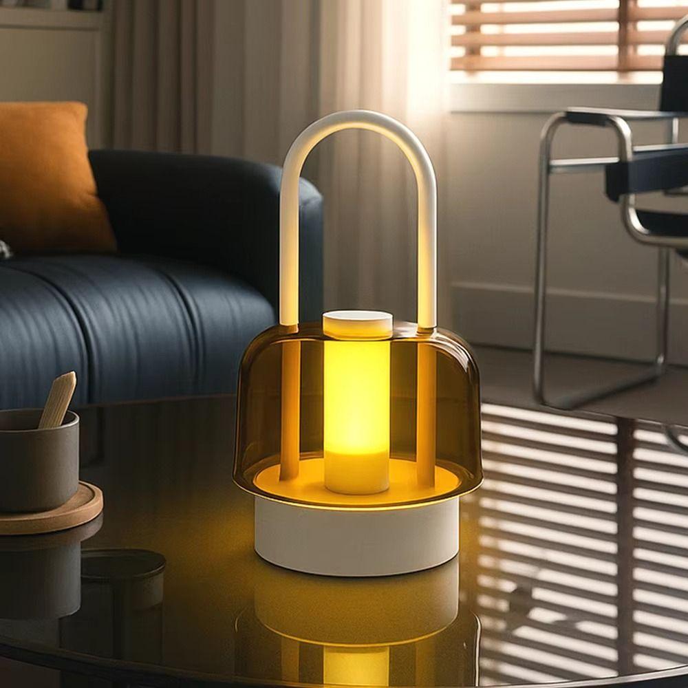 Rechargeable Camping Style Lamp Tri Color Touch Switch Desk Lamp Acrylic Material Metal Base Night Light Camping Use