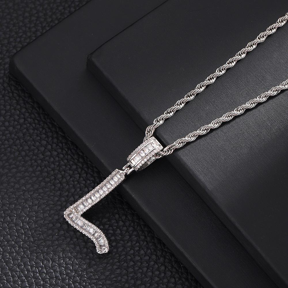 Hip Hop Letter Pendant Zircon Necklace Popular Instagram Personalized Accessory Niche Design Men's and Women's Pendant Necklace