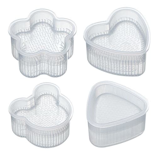 FUNKID Onigiri Molds, Flower/Bear/Triangle/Heart Shapes, Cute Bento Molds for Home or Business Use, Improves Children's Meals, Easy To Eat, Made of PP