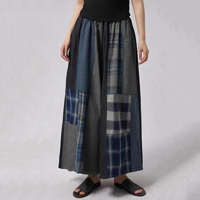 

XITAO Patchwork Plaid Loose Pant ZMY1238 One Size чорний