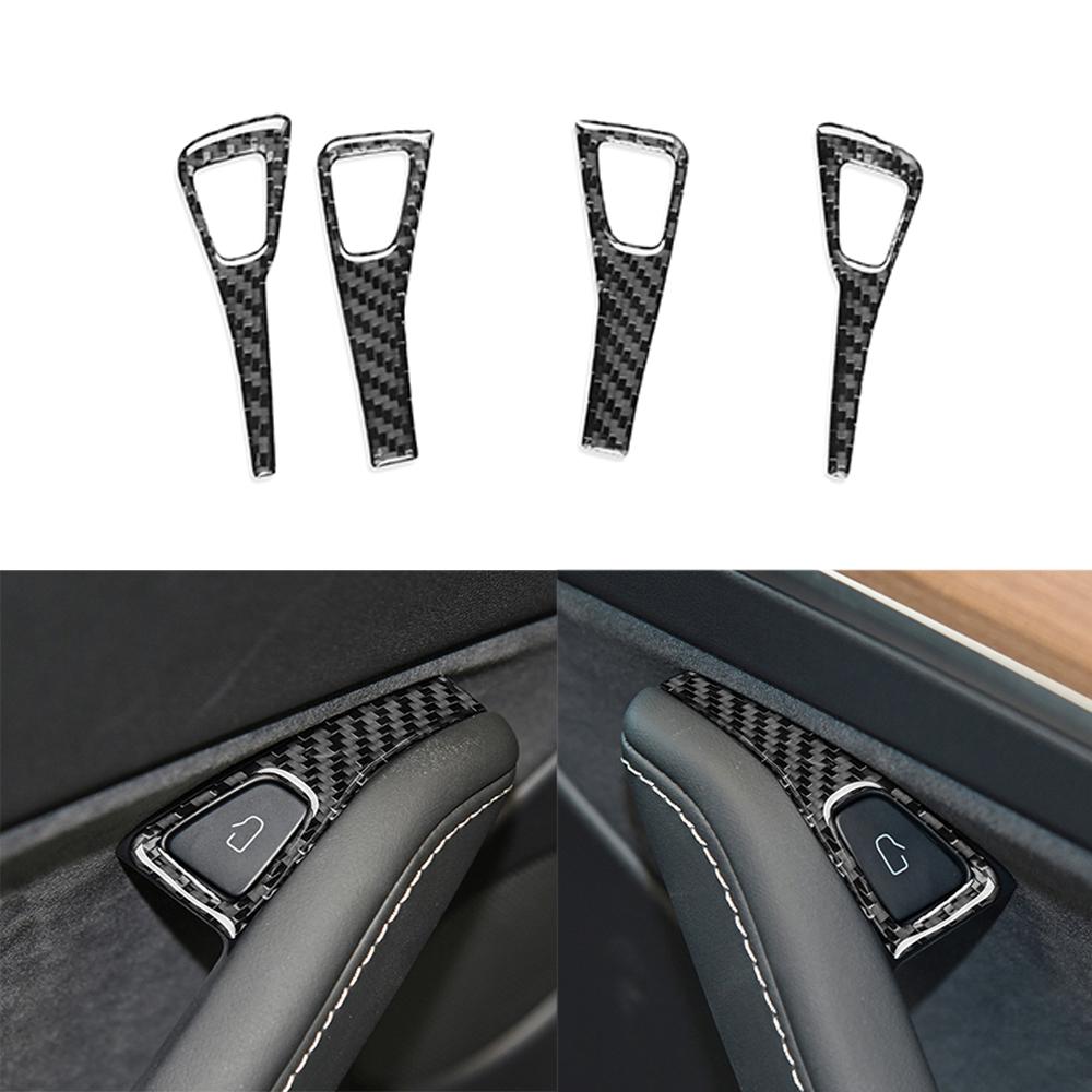 

For Tesla Model Y + Model 3 2017-2022 Car Door Switch Button Carbon Fiber Stickers Panel Trim Cover