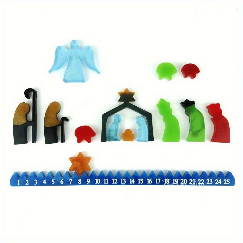 DIY Christmas Star Countdown Decoration Silicone Mold Standing Person Prayer Handmade Table Decoration Plaster Drop Glue Mold