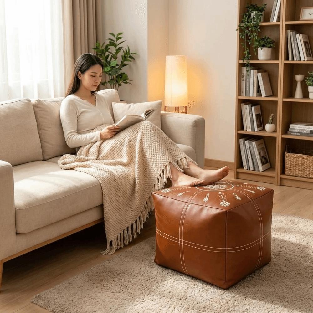 PU Leather Sofa Stool Cover Waterproof Storage Bag Seat Cushion Cover  Living Room
