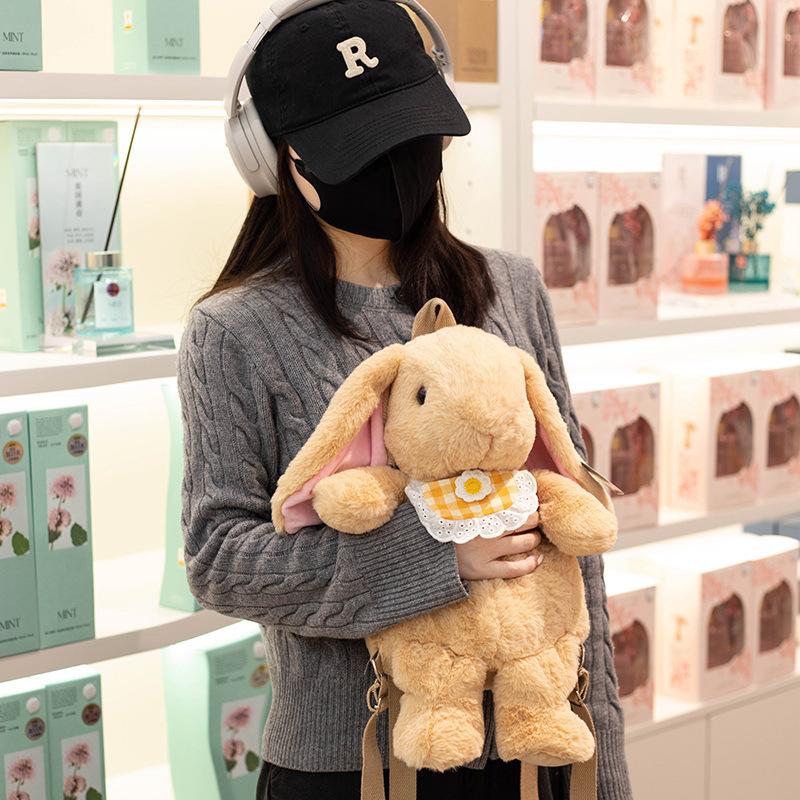 Cute bunny backpack bag plush toy doll little white rabbit doll girls messenger bag children's cloth doll