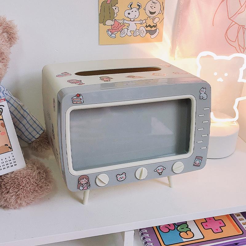 Cute Plastic Tissue Box Home Multifunctional Kawaii Desktop TV Tissue Box Case Simple Creative Storage Napkin Holder Paper Tray