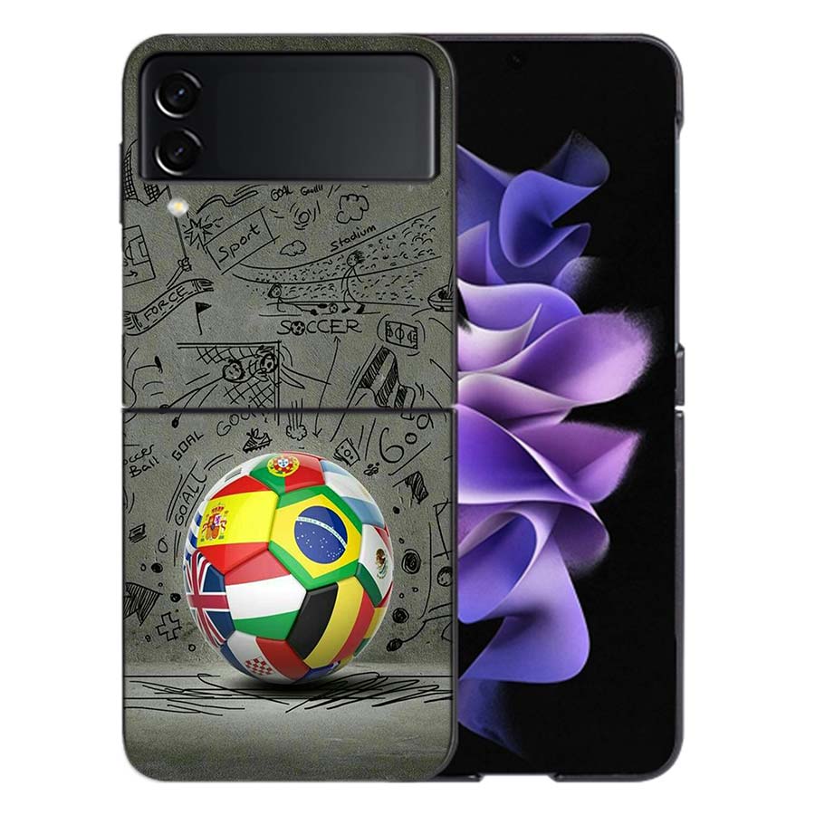 Football Soccer Ball Design For Samsung Galaxy Z Flip 5 4 3 Case Shockproof Hard Cover Phone Z Flip 6 7 5G Z Flip 5 4 5G TPU P