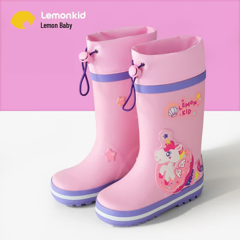 Lemon Baby Kids  Pink-Purple Unicorn Rain Boots 31