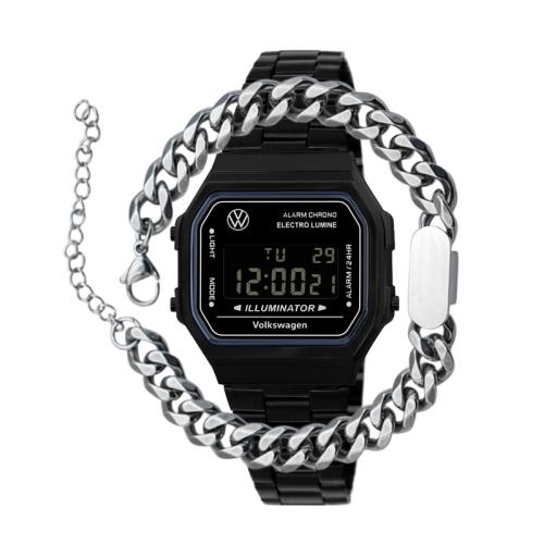 

[VOLKSWAGEN WATCH] VOLKSWAGEN WATCH Retro Digital All Black + Titanium Bracelet Set #ERROR! (Formula parse error.)