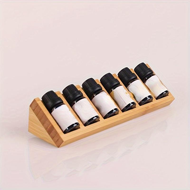 1PC Wooden Essential Oil Display Rack - 6 Slot Triangle Desktop Organizer Cosmetic Display Case
