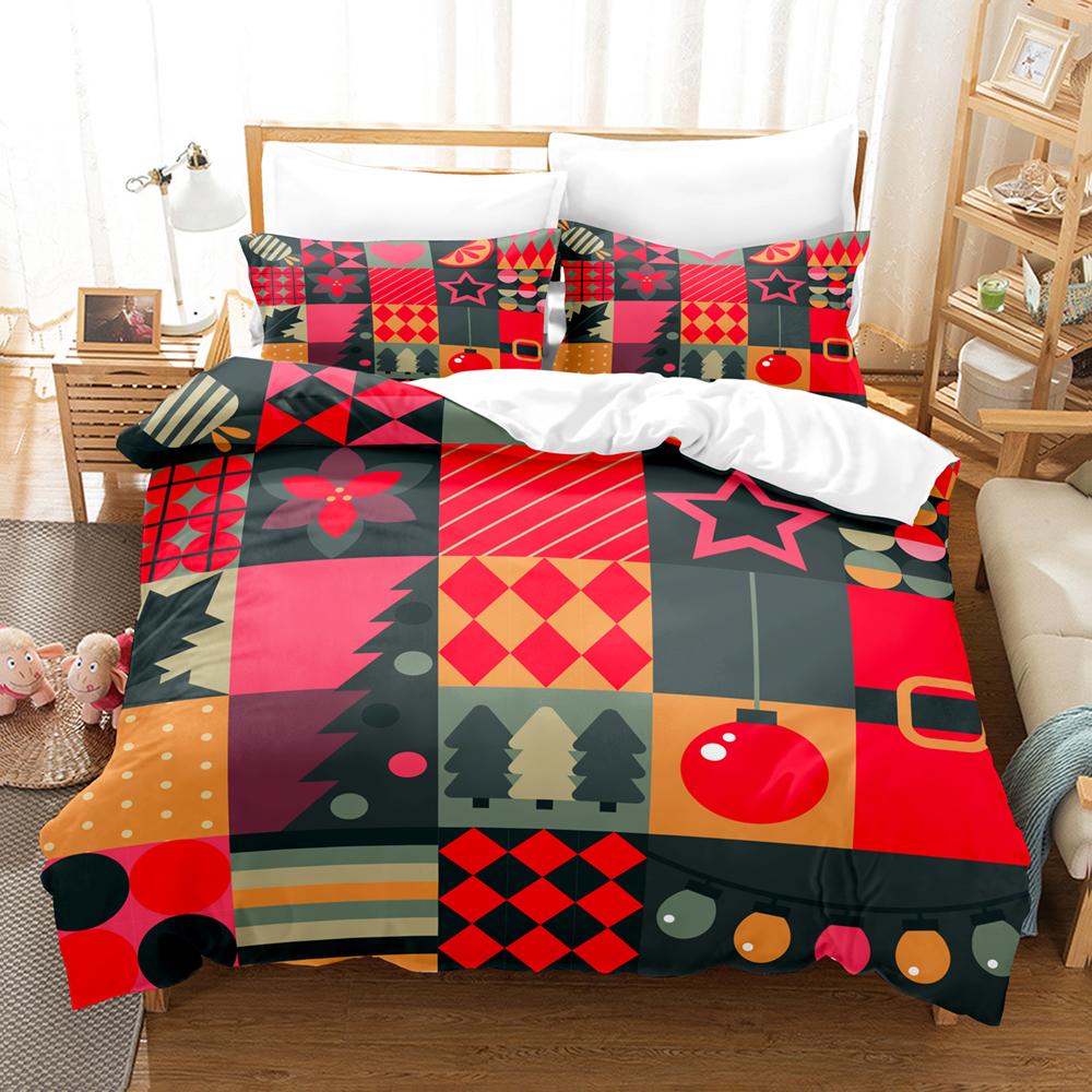Merry Christmas Duvet Cover Christmas Graffiti Bedding Set Happy New Year Quilt Cover Holiday Gifts Bedroom Decoration