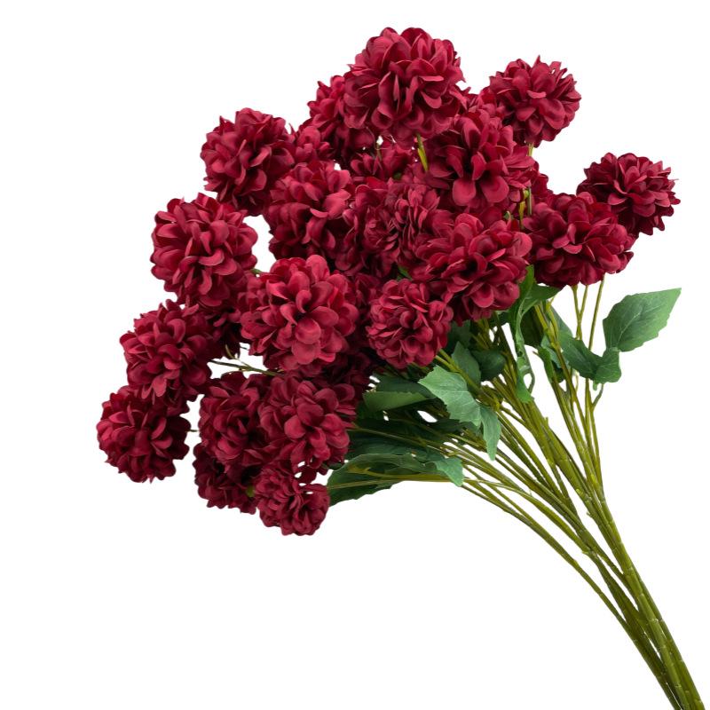 Shunran Dark Red Wine Artificial Wedding Flowers for Chinese Engagement Décor & Aisle Hanging Displays